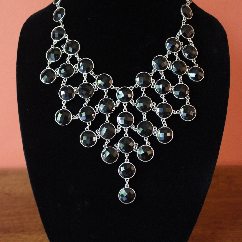 White House Black Market Rhinestone Bib Necklace, Preloved